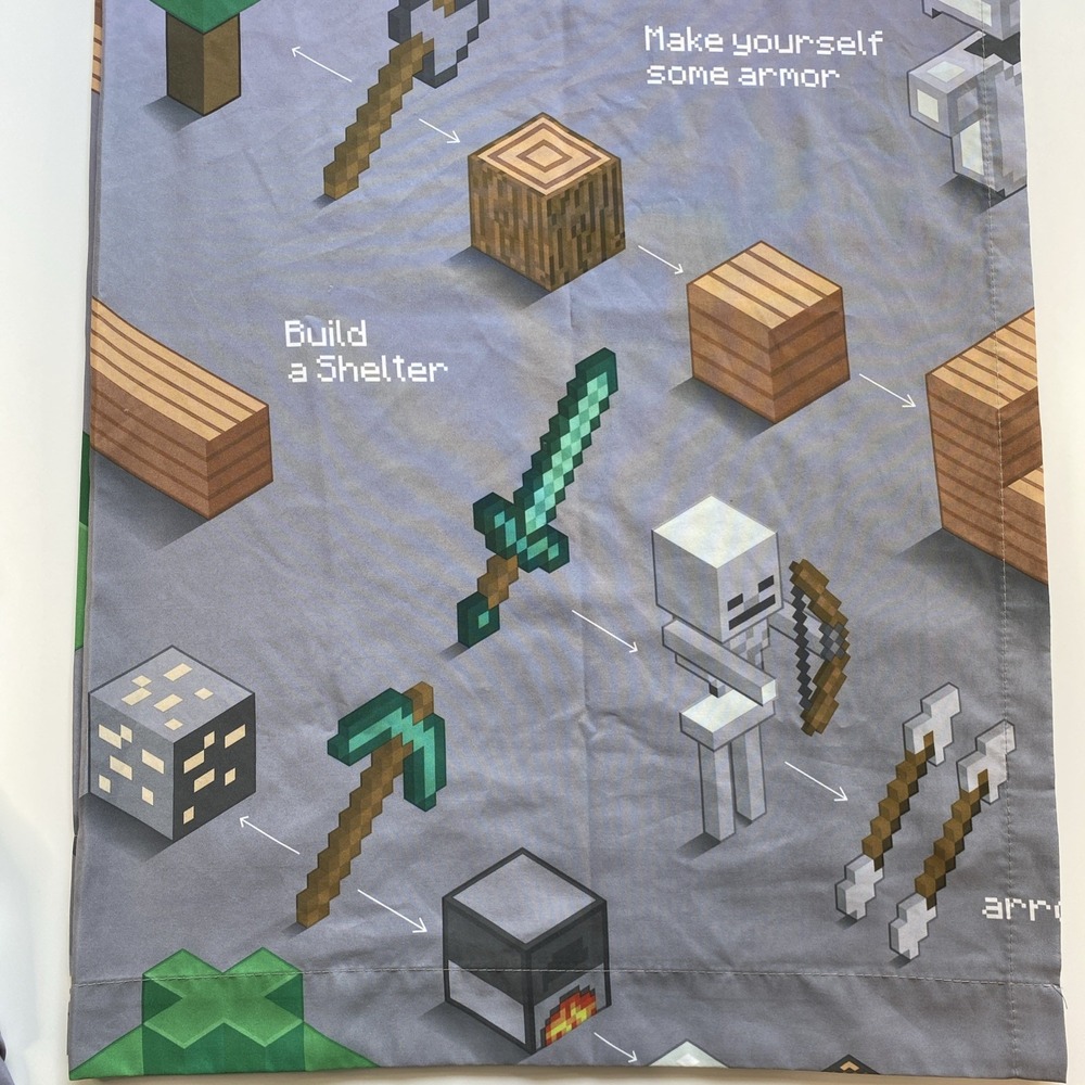 Minecraft Window Curtain Panels ~ 42" x 64" ~ set of 4